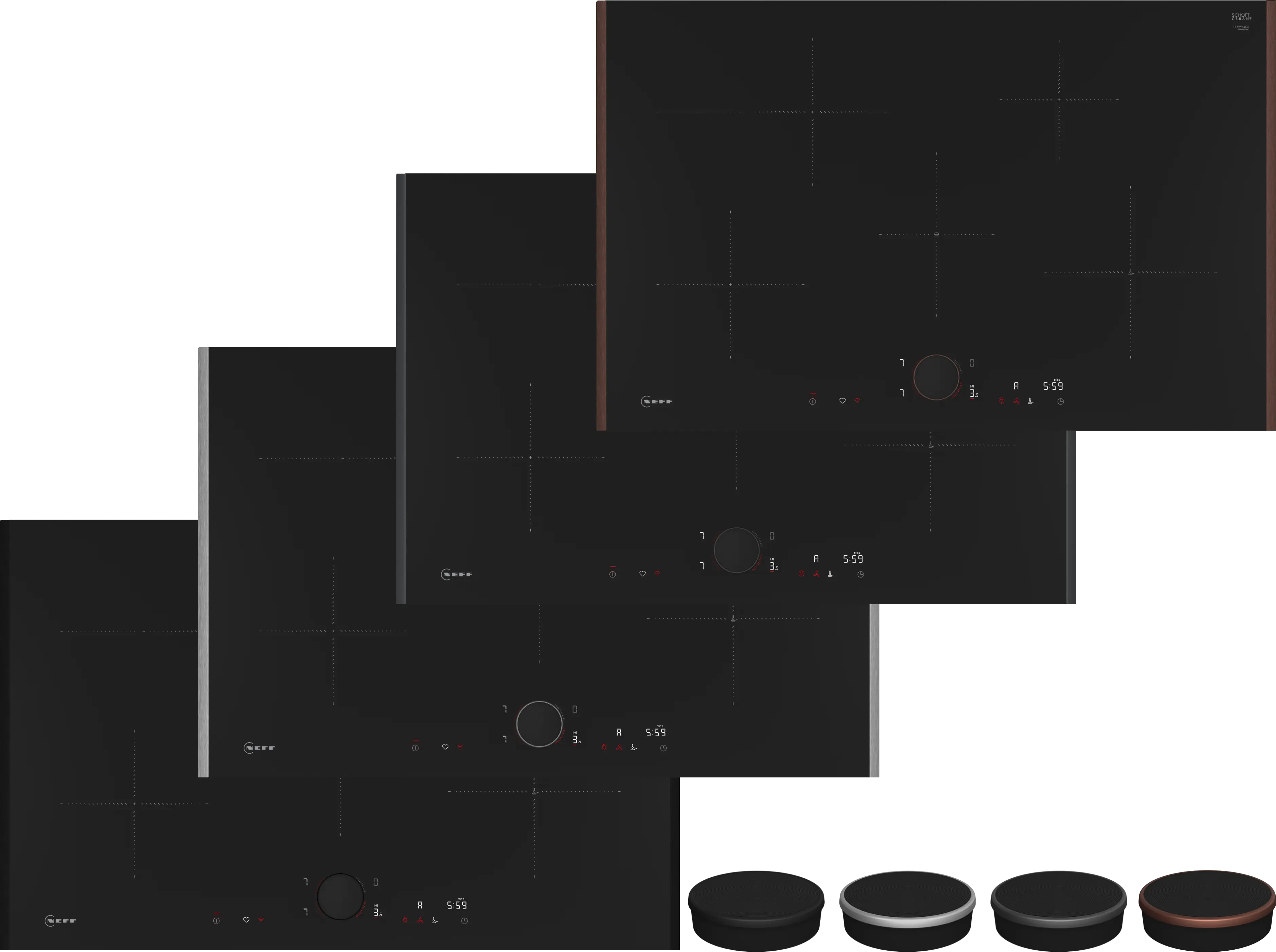 Electrocasnice - Plită cu inducție NEFF N90 T58YYF4C0, 80 cm, Flex Design, Twist Pad Flex®, Home Connect, Frying Sensor, Negru