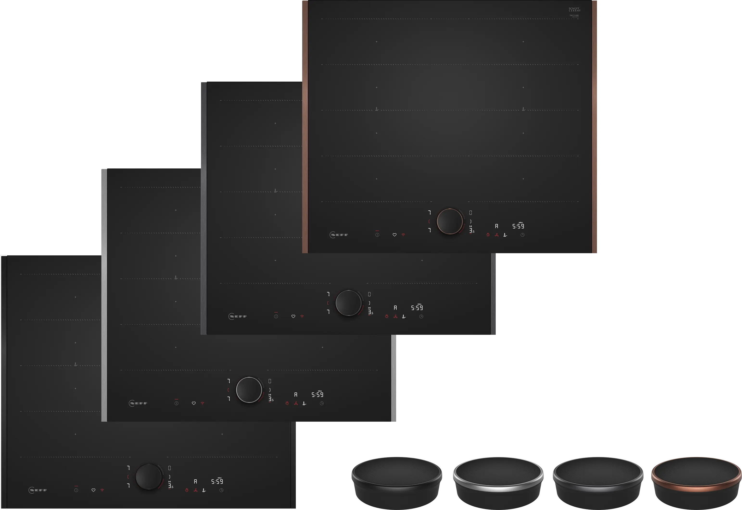 Electrocasnice - Plită cu inducție NEFF N90 T66YYY4B0, 60 cm, FlexInduction, Twist Pad Flex®, Home Connect, Frying Sensor, Flex Design, Negru mat