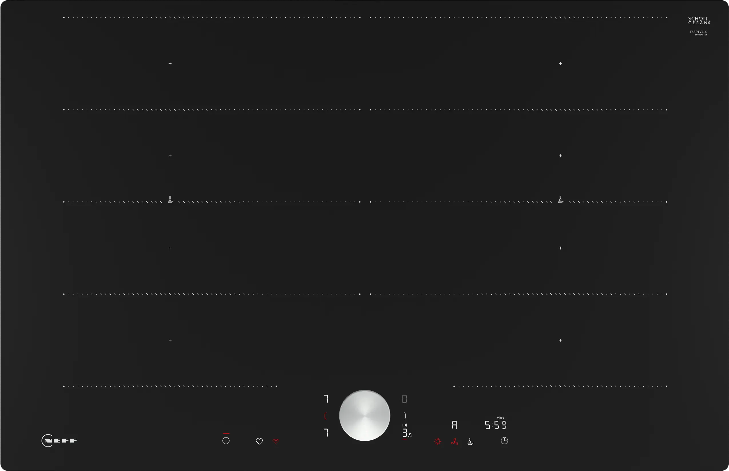 Electrocasnice - Plită cu inducție NEFF N90 T68PTY4L0, 80 cm, FlexInduction, TwistPad®, Home Connect, Frying Sensor, 4 zone, sticlă ceramică neagră