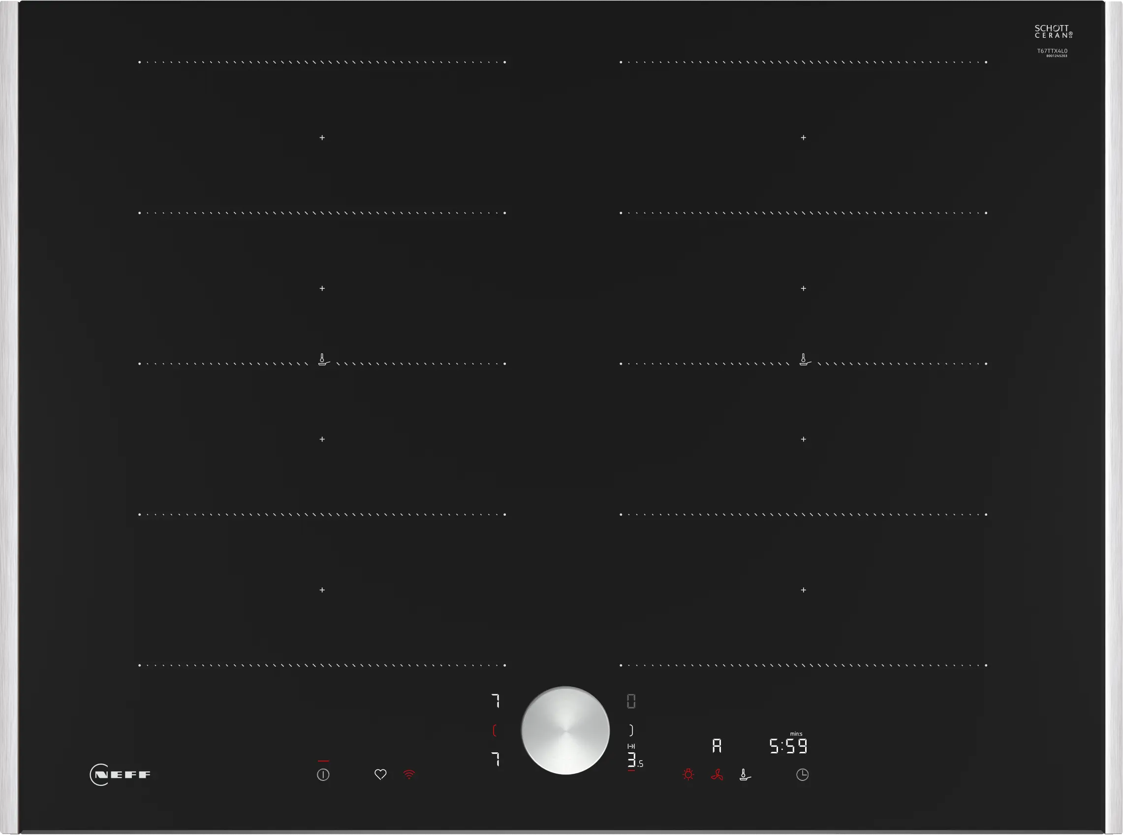 Electrocasnice - Plită cu inducție NEFF T67TTX4L0 N90, 70 cm, 4 zone Flex Induction, Twist Pad®, Home Connect, negru