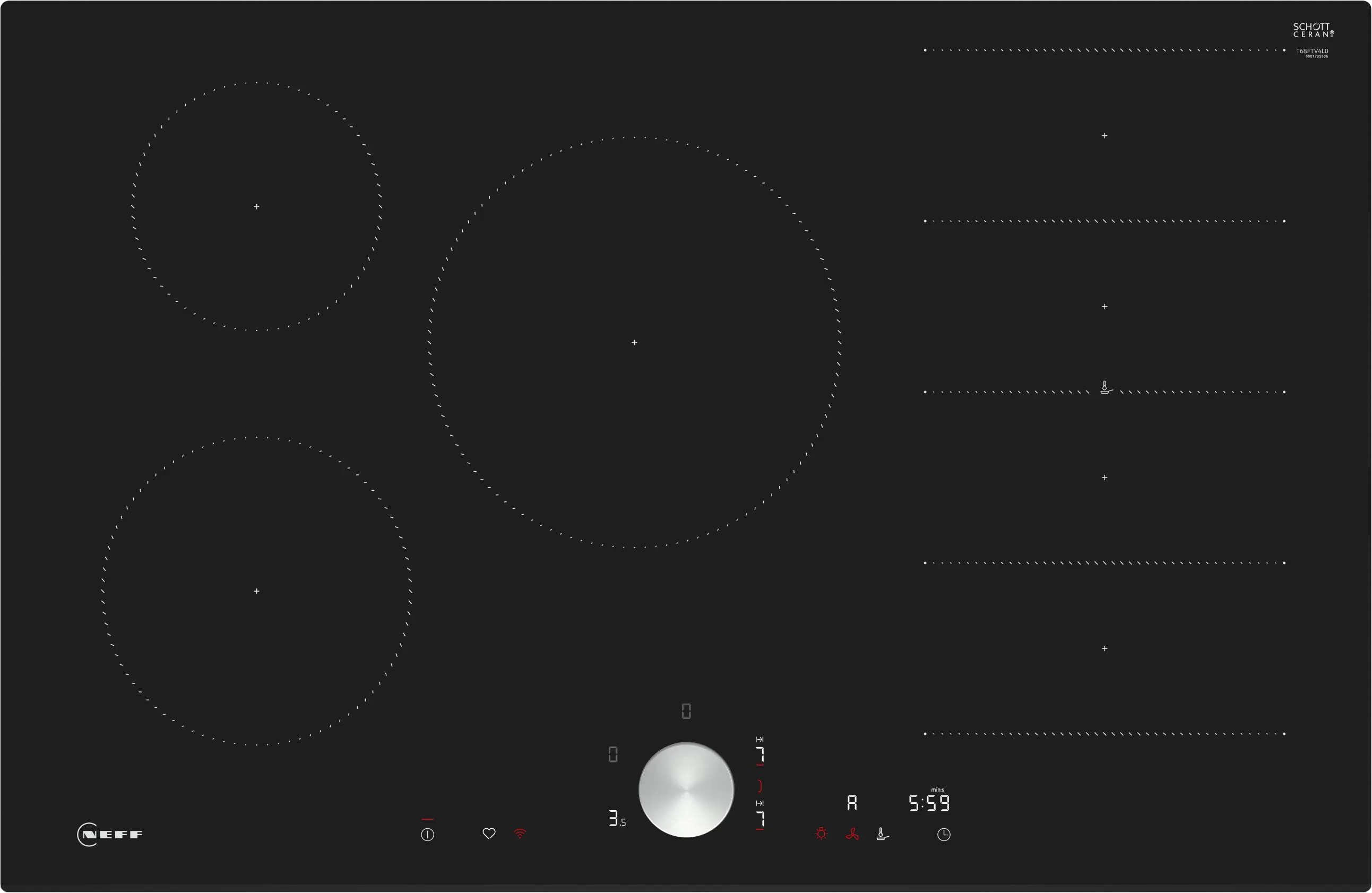 Electrocasnice - Plită cu inducție NEFF T68FTV4L0 N90, 80 cm, 5 zone Flex Induction, Twist Pad®, Home Connect, negru