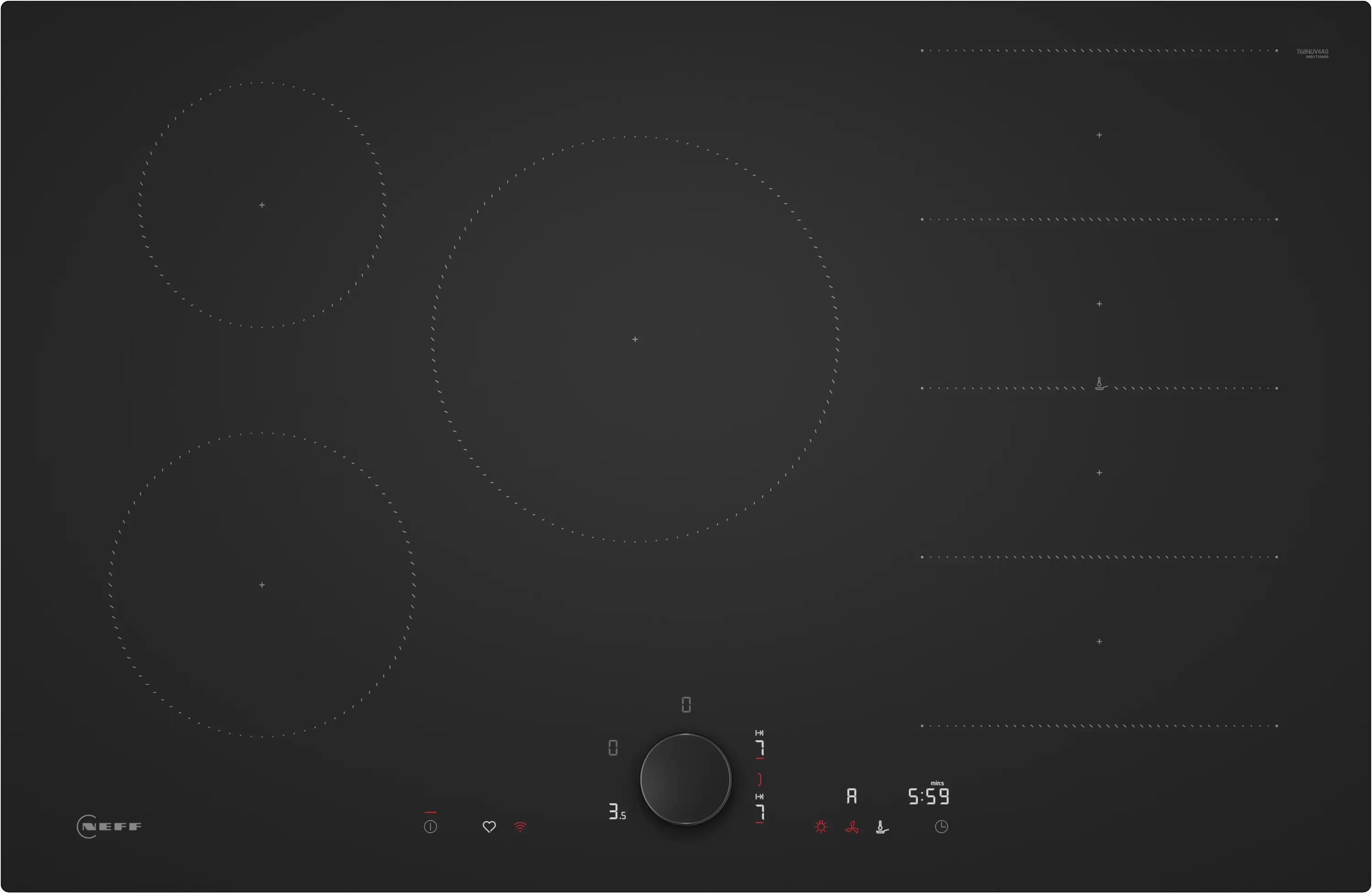 Electrocasnice - Plită cu inducție NEFF T68NUV4A0 N90, 80 cm, 5 zone gătire, Flex Induction, Twist Pad®, negru mat