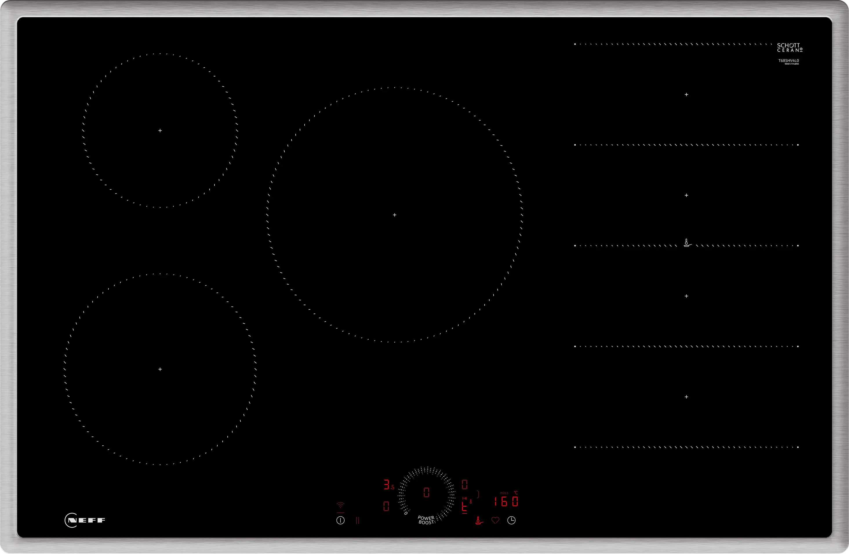 Electrocasnice - Plită cu inducție NEFF T68SHV4L0 N70, 80 cm, 5 zone Flex Induction, Twist Touch®, Home Connect, negru