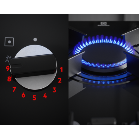 Plite gaz - Plită gaz pe sticlă 60 cm Negru KGG643753K