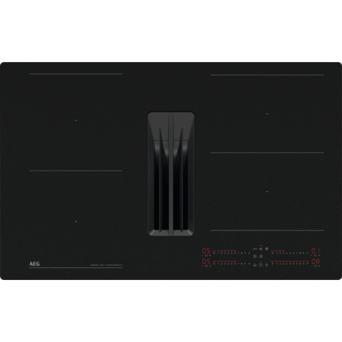 Plita cu hota integrata - Plita incorpolabila AEG TH84CC23CZ, inductie , 4 zone de gatit, Timer electronic, SenseFry, Combo Hob -cu hota integrata, Flexi Bridge, Functie Punte, Booster,  80 cm, Sticla Neagra