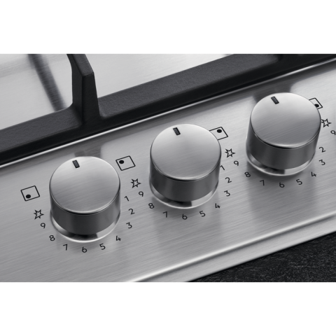 Plita incorporabila AEG HGB64420SM, Gaz, 4 arzatoare, Aprindere electrica, Gratar fonta, 60 cm [1]