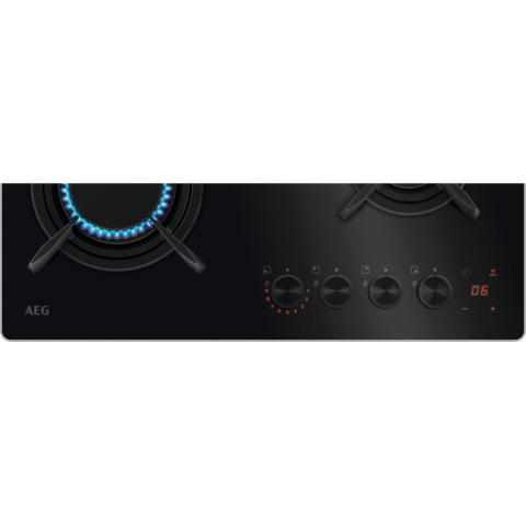 Plita incorporabila AEG HKB64453NB, 4 arzatoare, Aprindere electrica, Gratare fonta, Timer electronic, 60 cm [4]