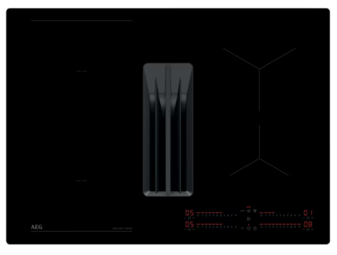 Plita cu hota integrata - Plita incorporabila AEG TCH74B01FB, Inductie cu Hota Integrata ComboHob FlexiBridge, Seria 6000, 70 cm, Booster, 4 zone, Negru