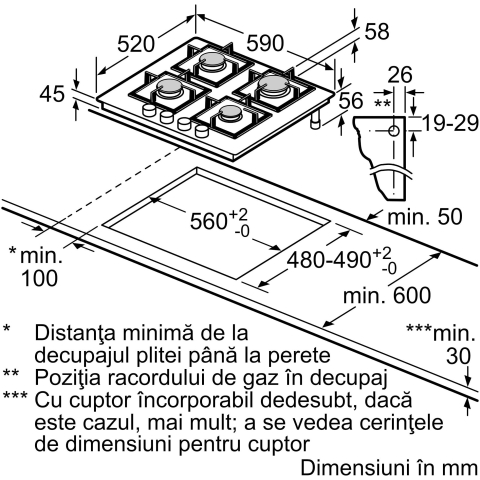 Plita incorporabila Bosch PRP6A6H40, 4 arzatoare, Flame select, Gratar fonta, Touch control & mecanic, Smart Hood Automatic, Home Connect, 60 cm [8]