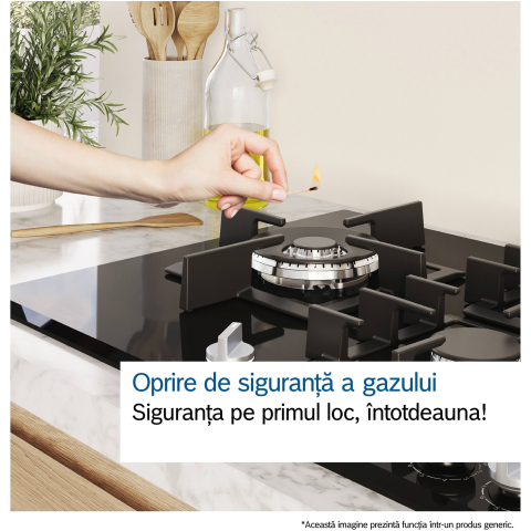 Plita incorporabila Bosch PRP6A6H40, 4 arzatoare, Flame select, Gratar fonta, Touch control & mecanic, Smart Hood Automatic, Home Connect, 60 cm [2]