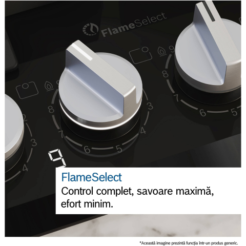 Plita incorporabila Bosch PRS9A6H40, 5 arzatoare, Flame select, Arzator Wok, Touch control & mecanic, Gratar fonta, 90 cm [3]