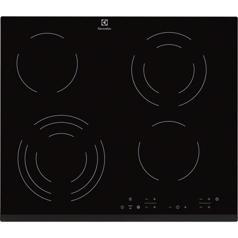 Electrocasnice - Plita incorporabila Electrolux EHF6343FOK, Vitroceramica, 4 zone gatit, Control touch, 59 cm, Sticla neagra