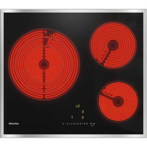 Electrocasnice - Plita incorporabila Miele KM 6527 FR, Electrica, 3 zone de gatire,  Timer, Stop & Go, Rama inox, 60 cm, Negru