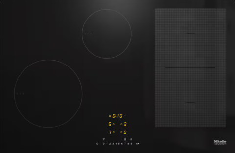 Electrocasnice - Plita incorporabila Miele KM 7414 FX, Inductie, 4 zone de gatire, TwinBooster,  PowerFlex, Conectivitate hota,, 76 cm, Negru