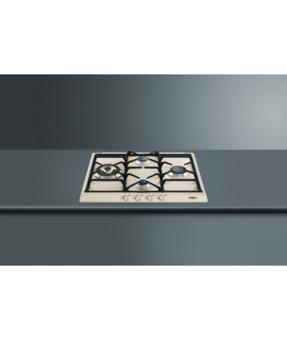 Plita incorporabila Smeg  Cortina SR764PO, Gaz natural, 4 Zone gatit, 60 cm, Arzator ultrarapid, Crem/Negru/Cupru [2]