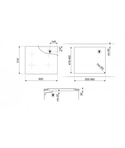 Plita inductie SMEG Dolce Stil Novo, SIM6644R, 60 cm, 4 zone de gatit, multizone [2]
