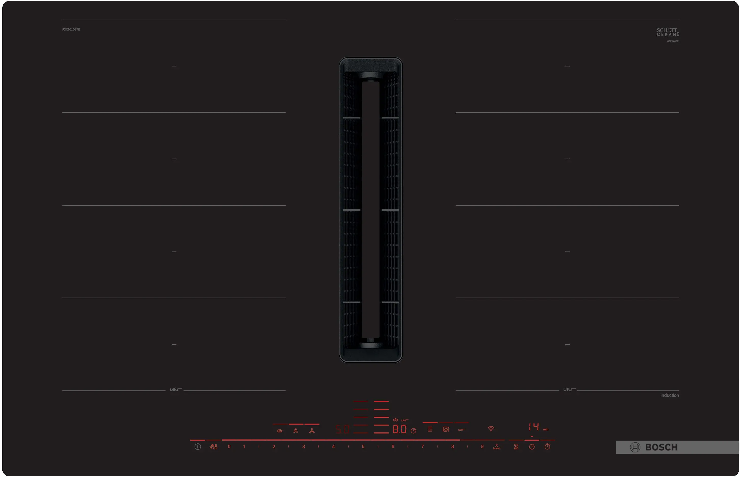 Electrocasnice - Plită pe inducție cu sistem de ventilare integrat Bosch, Seria 8, 80 cm, flush mount