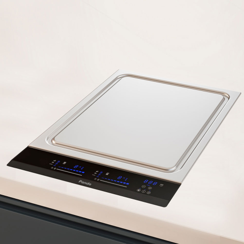 Plite inductie - Plită Teppan Yaki cu inducție Pando PI TEP, 38 cm, 2 zone, 50–220 °C