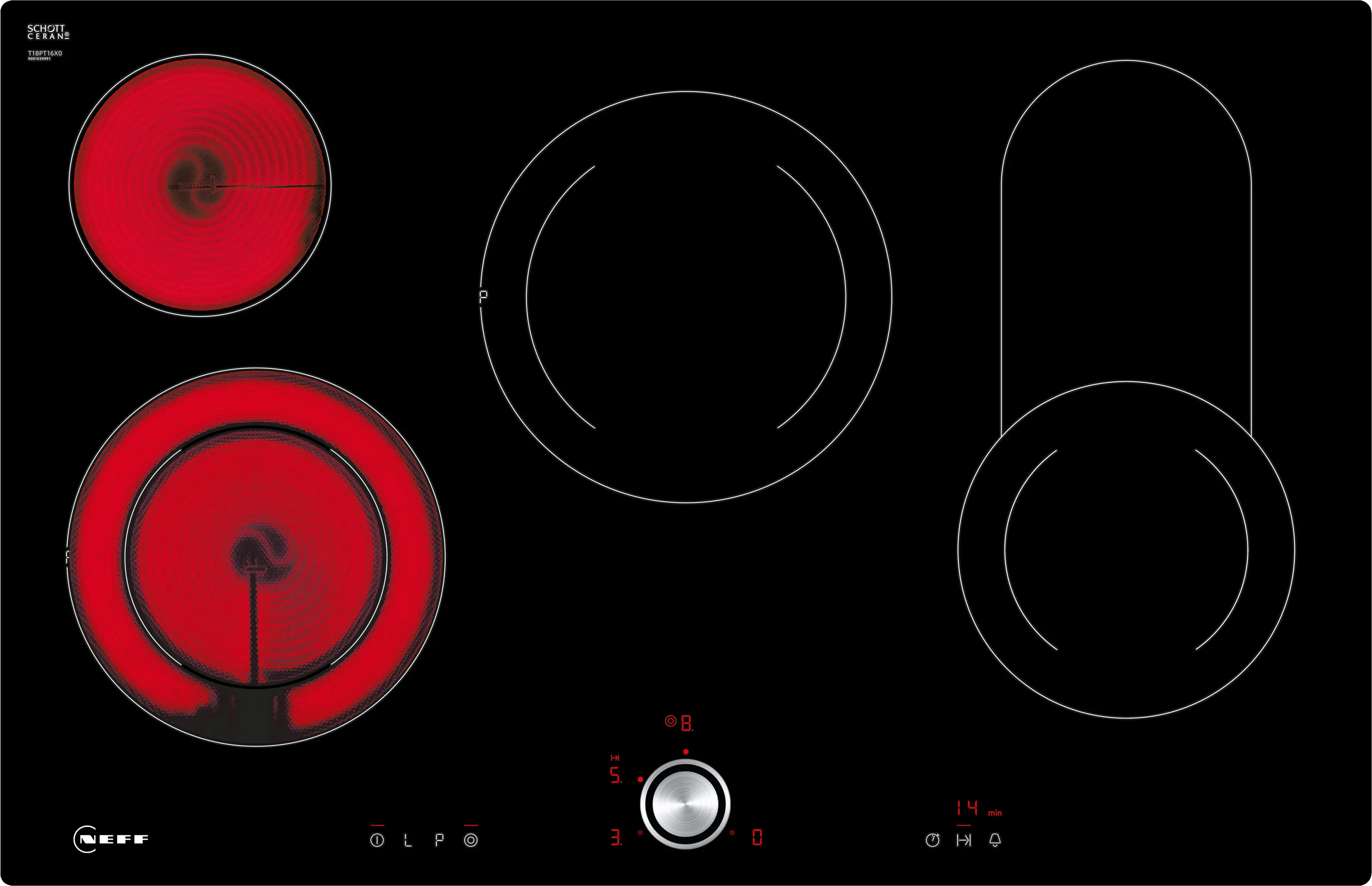 Electrocasnice - Plită vitroceramică electrică NEFF N70 T18PT16X0, 80 cm, TwistPad®, 17 niveluri de putere, zonă extensibilă, Negru
