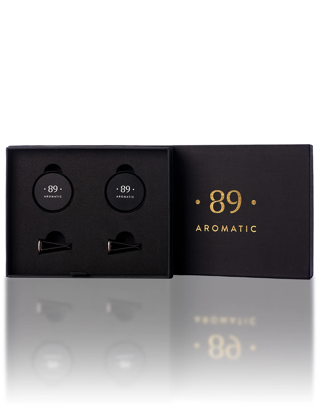 Aromatic 89 - Set 2 odorizante auto Aromatic 89 cu clemă pentru ventilație, suport metalic reutilizabil, 20 de arome
