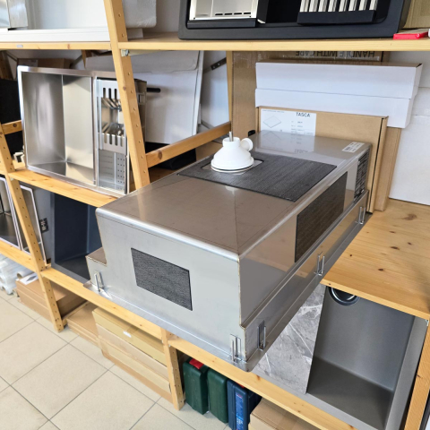 Set chiuveta bucatarie inox CookingAid TASCA PHANTOM BACK PT74 INVISIBLE cu baterie telescopica Tasca Nando si tocator lemn Iroko [28]