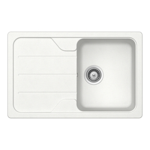 Set chiuveta bucatarie Schock Formhaus D-100S 780 x 500 mm Cristalite Alpina, alb si baterie bucatarie Schock Kantus cu cap extractibil, Inox Periat [1]