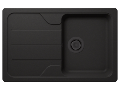 Set chiuveta bucatarie Schock Formhaus D-100S 780 x 500 mm Cristalite Nero cu parti vizibile negru si baterie bucatarie Schock Kantus cu cap extractibil, negru [1]