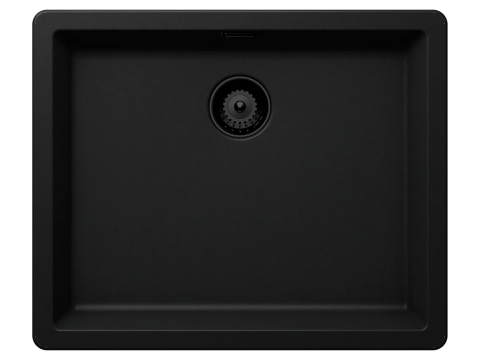 Set chiuveta bucatarie Schock Greenwich N-100L 556 x 456 mm Cristadur Puro, negru intens cu parti vizibile si baterie bucatarie Schock Kavus cu cap extractibil Puro [1]