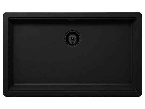 Set chiuveta bucatarie Schock Greenwich N-100XL 750 x 456 mm Cristadur Puro, negru intens cu parti vizibile si baterie bucatarie Schock Kavus cu cap extractibil Puro [1]