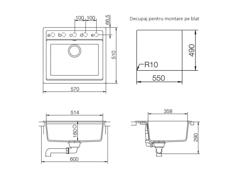 Set chiuveta bucatarie Schock Nemo N-100 570 x 510 mm Cristalite Croma, gri si baterie bucatarie Schock Kantus cu cap extractibil, Inox Periat [5]