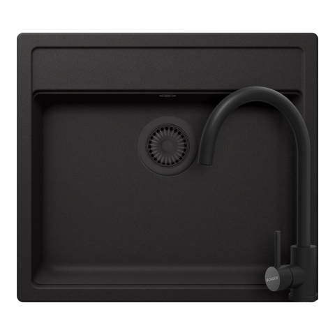 Set chiuvete si baterii - Set chiuveta bucatarie Schock Nemo N-100 570 x 510 mm Cristalite Nero cu parti vizibile negru si baterie bucatarie Schock Prima negru