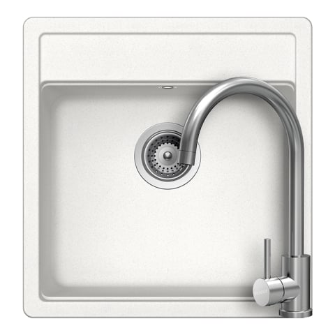 Set chiuvete si baterii - Set chiuveta bucatarie Schock Nemo N-100S 490 x 510 mm Cristalite Alpina, alb si baterie bucatarie Schock Prima Inox Periat