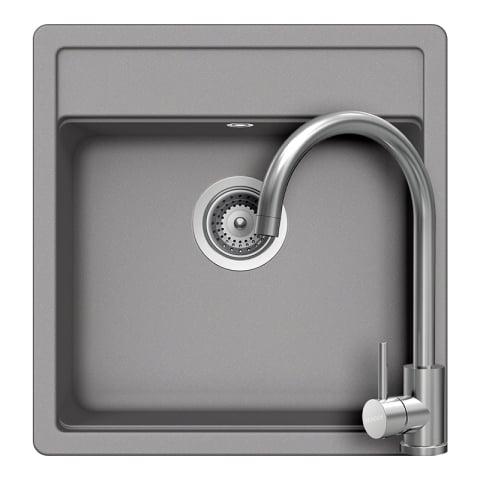 Set chiuvete si baterii - Set chiuveta bucatarie Schock Nemo N-100S 490 x 510 mm Cristalite Croma, gri si baterie bucatarie Schock Prima Inox Periat