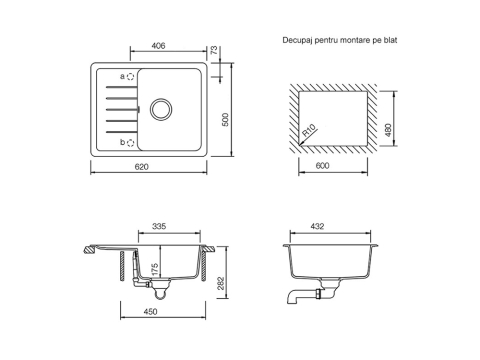 Set chiuveta bucatarie Schock Pinedo D-100XS 620 x 500 mm Cristalite Alpina, alb si baterie bucatarie Schock Kantus cu cap extractibil, Inox Periat [5]