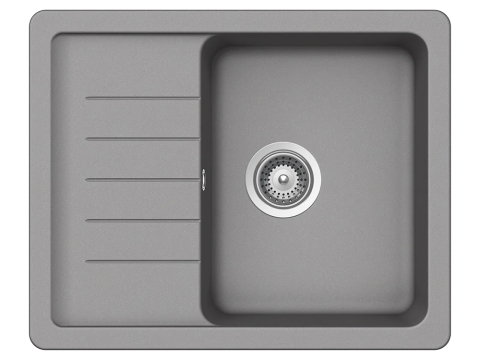 Set chiuveta bucatarie Schock Pinedo D-100XS 620 x 500 mm Cristalite Croma, gri si baterie bucatarie Schock Kantus cu cap extractibil, Inox Periat [1]