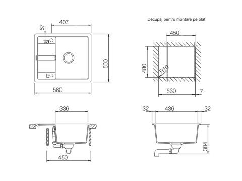Set chiuveta bucatarie Schock Ronda D-100 580 x 500 mm Cristalite Nero cu parti vizibile negru si baterie bucatarie Schock Prima negru [6]