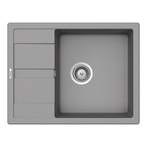 Set chiuveta bucatarie Schock Ronda D-100L 650 x 500 mm Cristalite Croma, gri si baterie bucatarie Schock Kantus cu cap extractibil, Inox Periat [1]