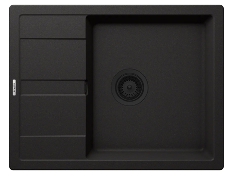 Set chiuveta bucatarie Schock Ronda D-100L 650 x 500 mm Cristalite Nero cu parti vizibile negru si baterie bucatarie Schock Kantus cu cap extractibil, negru [1]