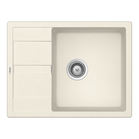 Set chiuvete si baterii - Set chiuveta bucatarie Schock Ronda D-100L 650 x 500 mm Cristalite Vanilla, bej deschis si baterie bucatarie Schock Kantus cu cap extractibil, Inox Periat