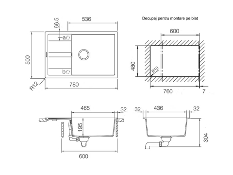 Set chiuveta bucatarie Schock Ronda D-100XL 780 x 500 mm Cristalite Croma, gri si baterie bucatarie Schock Kantus cu cap extractibil, Inox Periat [5]