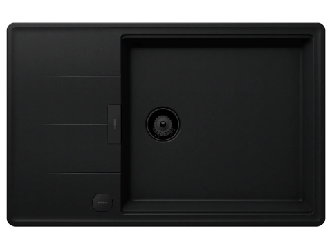 Set chiuveta bucatarie Schock Tia D-100LS 780 x 500 mm Cristadur Puro, negru intens cu parti vizibile si baterie bucatarie Schock Kavus cu cap extractibil Puro [1]