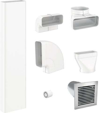 Consumabile & accesorii - Set de conducte plate Miele DFKS-A-1 pentru evacuare, cu cutie de perete, pentru KMDA 7476 / 7633 / 7634