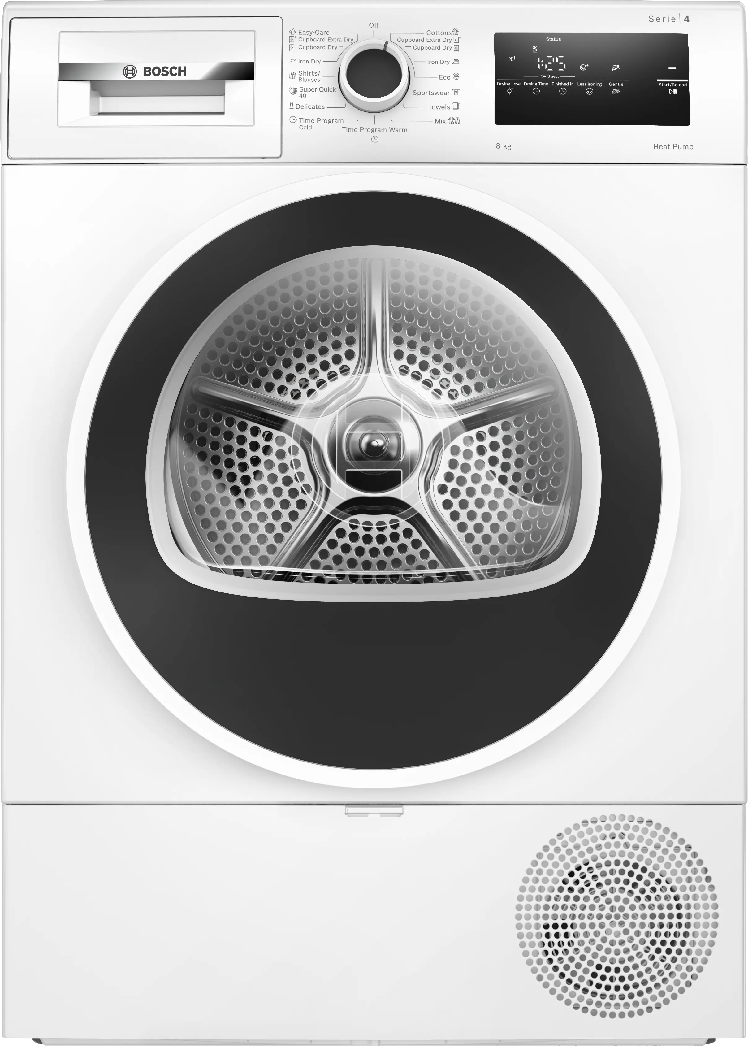 Uscatoare de rufe - Uscător de rufe cu condensare și pompă de căldură 8 kg, Bosch Seria 4, Alb