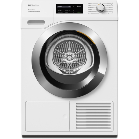 Uscatoare de rufe - Uscator de rufe Miele TEH795WP, Pompa de caldura, Wi-Fi, 9 kg, Clasa A+++, PerfectDry, Steam Finish, Tehnologie EcoDry, FragranceDos, Alb