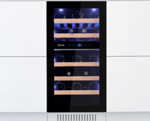 Electrocasnice - Vitrina de vin incorporabila Pando PVMBP 40-25, latime 40 cm, 25 sticle, 2 zone de racire, deschidere PUSH-TO-OPEN