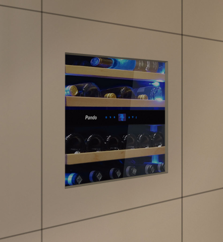 Incoporabil - Vitrina de vin incorporabila si panelabila Pando PVMAP 60-23 PA, latime 60 cm, 23 sticle, 2 zone de racire, deschidere PUSH-TO-OPEN
