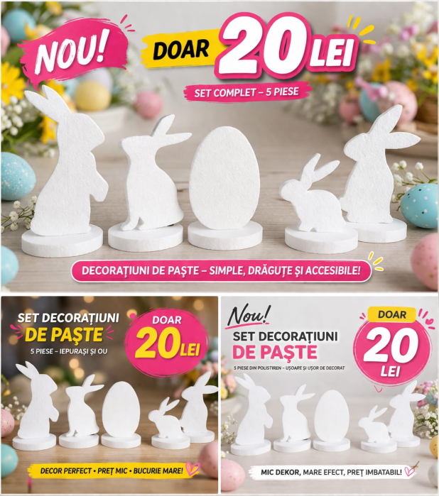 Set iepurași polistiren pentru decor pascal [2]