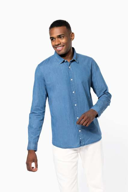 Camașa denim barbati, 100% bumbac 160 g/m² , Kariban [4]