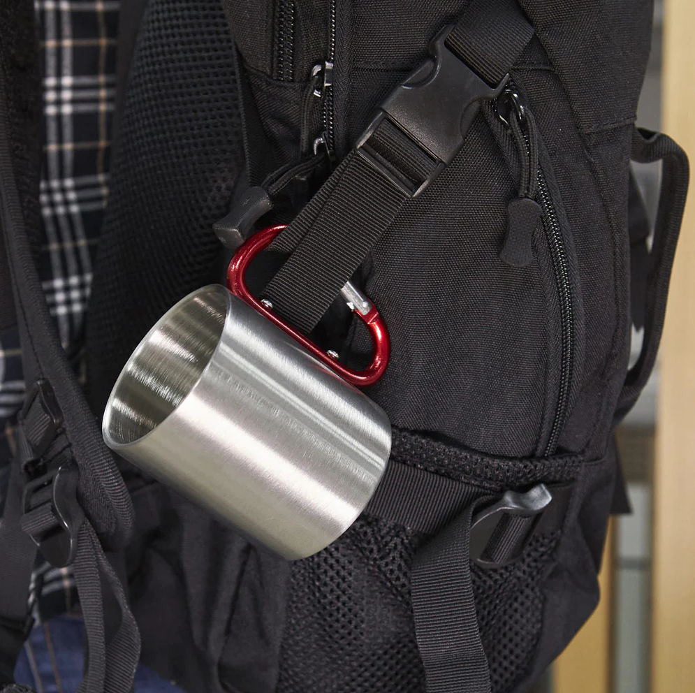 Cana metal inox cu maner rosu [2]