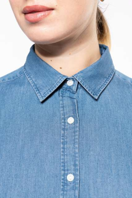 Camașa denim dama, 100% bumbac 160 g/m² , Kariban [2]